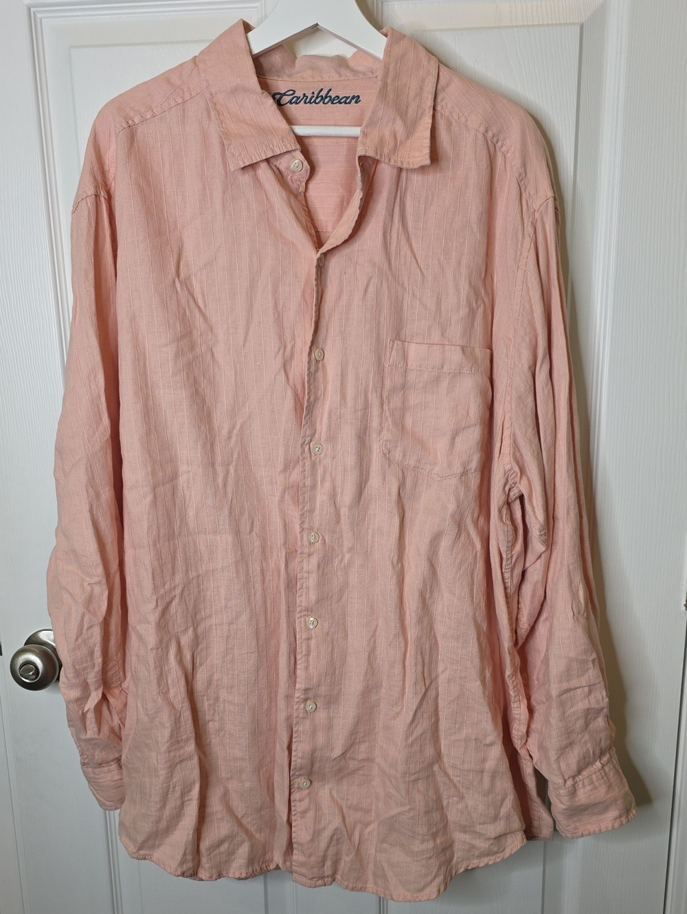 Caribbean Linen Cotton Blend Long Sleeve Button Down Shirt, Women's 2XT